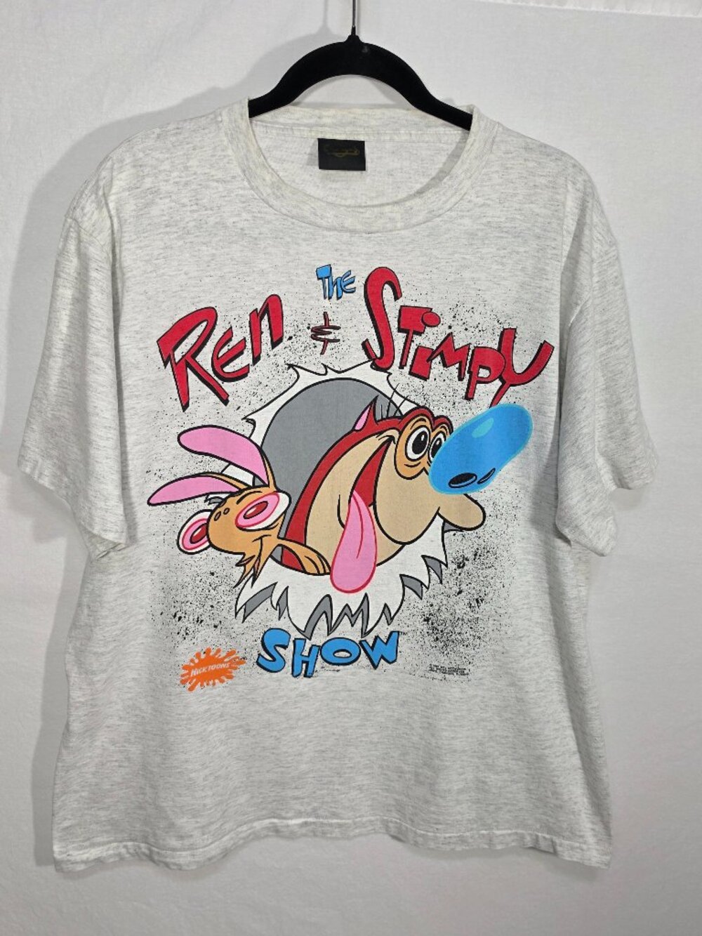 U.S.A. Original Vintage Y2K 1991 GRAY Nickelodeon "Ren & Stimpy Show" T-Shir XL.